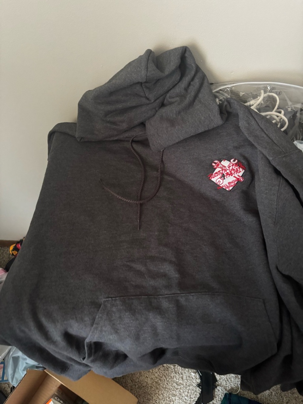 Champion Dark Gray Turtleneck Sweater with Red Heart Patch